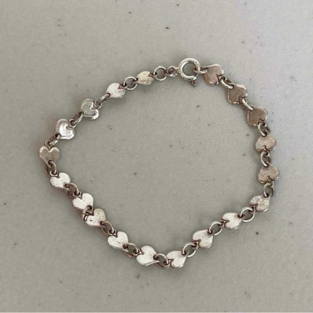 925 Silver Heart Link Bracelet 6.5 inch length